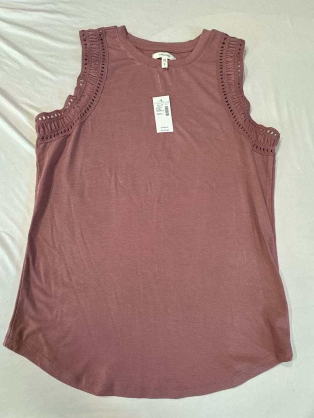 Maurices Mauve Crochet-Trim Sleeveless Tank Top